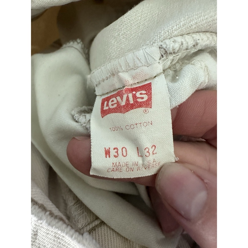 Vintage '92 Levi's 550 Jeans 30x32 (28x31) Cream 90s Made in USA Orange Tab - Picture 15 of 16